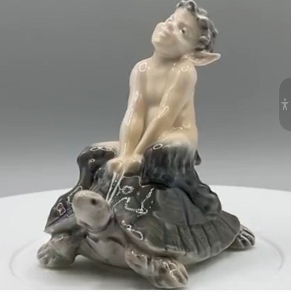 Royal Copenhagen Denmark Porcelain Faun on Tortoise 858 Mint condition